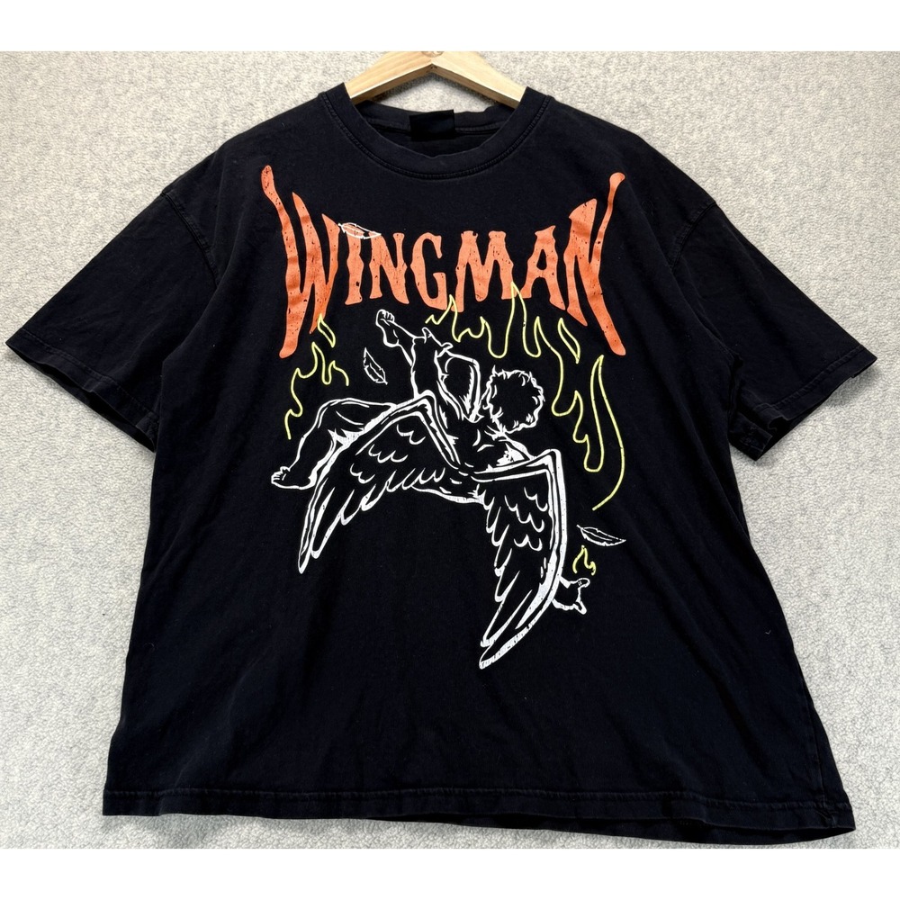 Bonkers Mens Comfy T-Shirt Black Short Sleeve Wingman Graphic Streetwear Y2K M